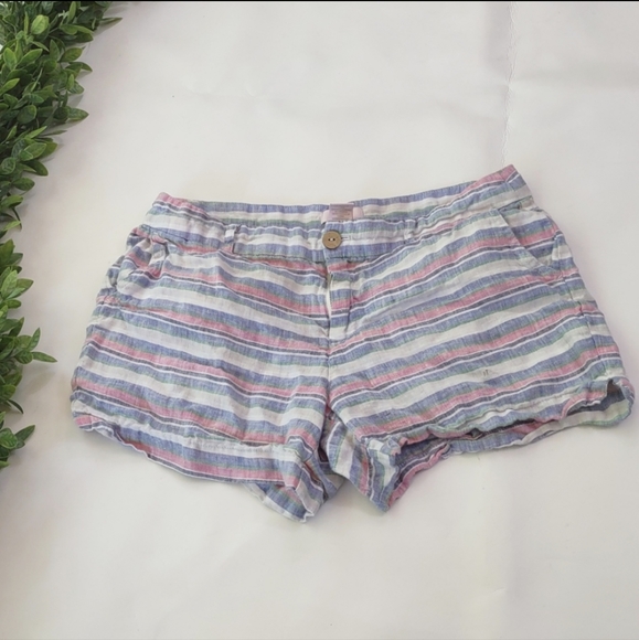 Saint Tropez West 100% linen shorts striped size 8 - Picture 1 of 7